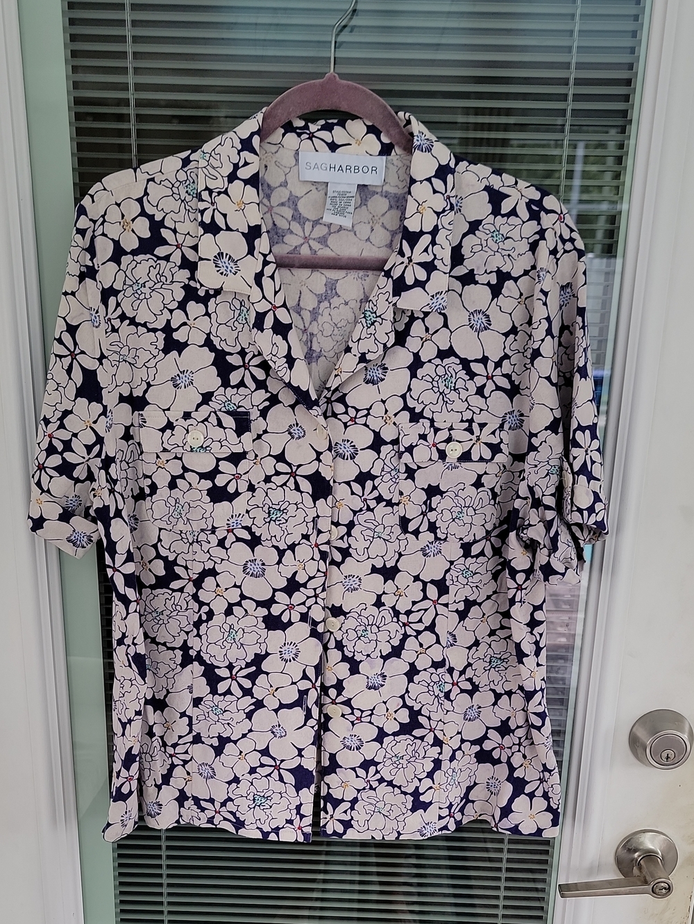 Sag Harbor Vintage Silk Button Down Floral Shirt Sz XL